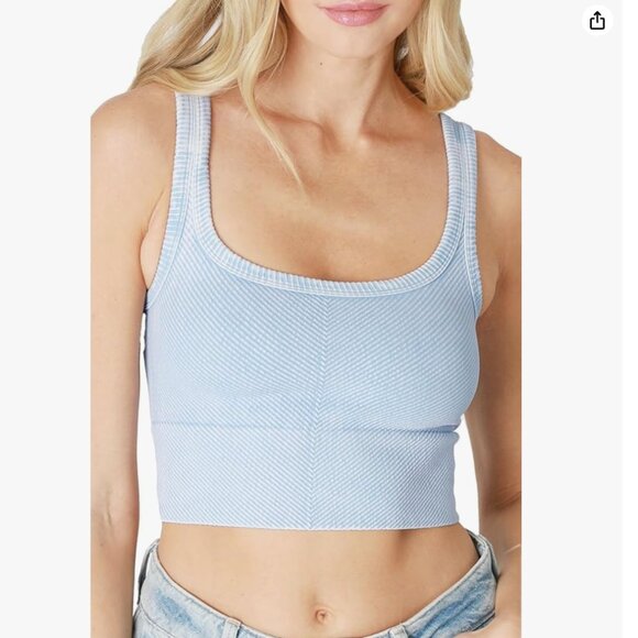 Nikibiki Chevron Ribbed Crop Tank Light Baby Blue - One Size - Picture 6 of 6